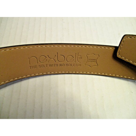*NEXBELT Chestnut Brown Leather Belt w Flag Motif Buckle - Picture 6 of 7
